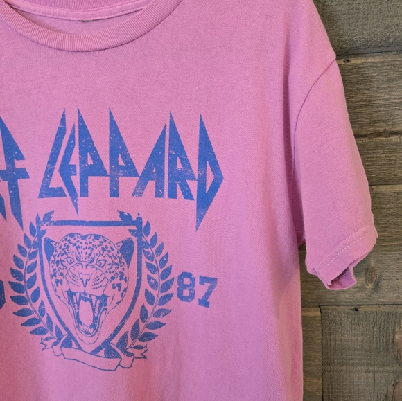 Def Leppard Laurel Graphic Band T-Shirt - Pink, Size Small - Picture 3 of 6